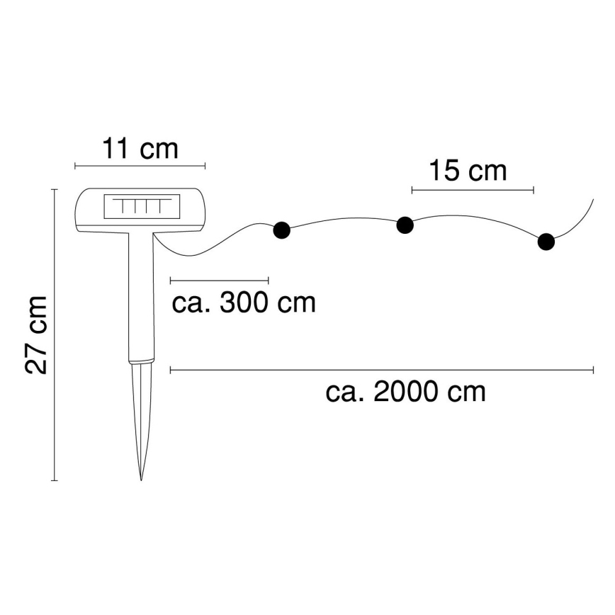 Globo - LED päikesepaneeliga valguskett 20 m 120xLED/2,4V 2xAAA IP44 600 mAh