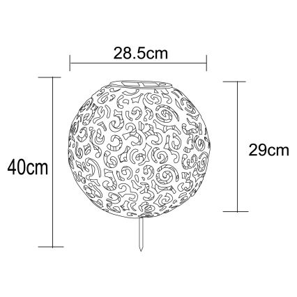 Globo - Päikesepaneeliga valgusti LED/0,06W/1,2V roostevärvi IP44 285x400 mm