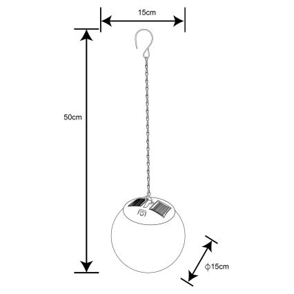 Globo - LED Päikesepaneeliga lühter ketiga 20xLED/0,06W/1,2V d. 15 cm IP44