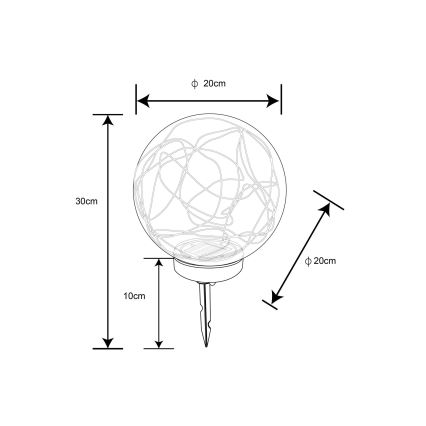 Globo - LED Päikesepaneeliga valgusti 30xLED/0,06W/1,2V d. 20 cm IP44