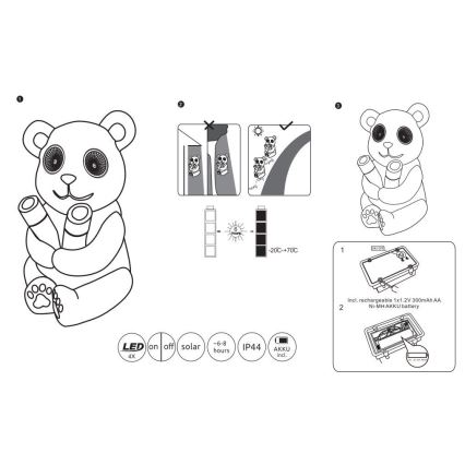 Globo - LED Päikesepaneeliga valgusti LED/0,12W/3V IP44 panda