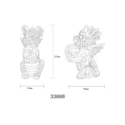 Globo - LED päikeseenergia dekoratsioon LED/0,02W/3V IP44 draakon 300 mAh