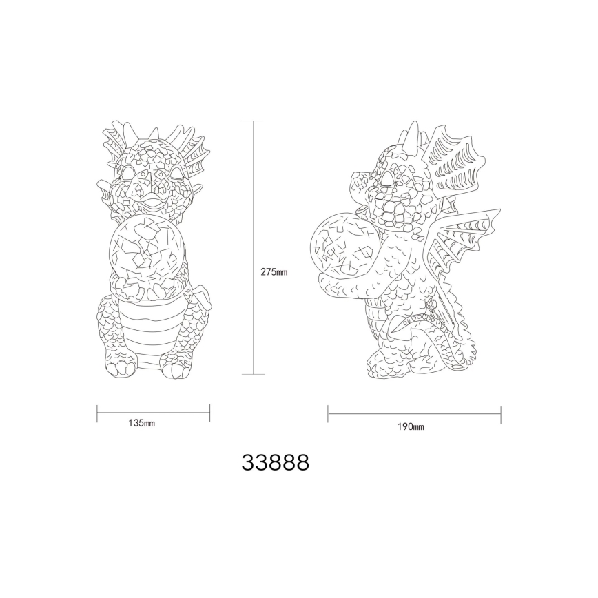 Globo - LED päikeseenergia dekoratsioon LED/0,02W/3V IP44 draakon 300 mAh