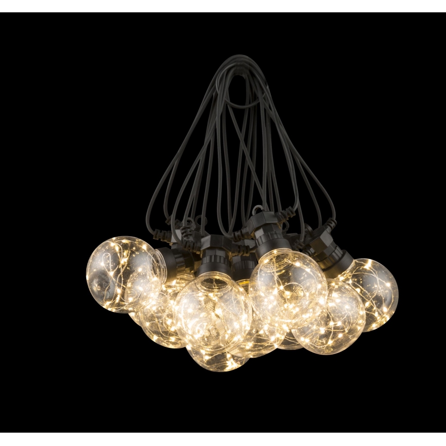 Globo - LED Väli dekoratiivne kett 10xLED/0,27W/230V 7,5 m IP44 must