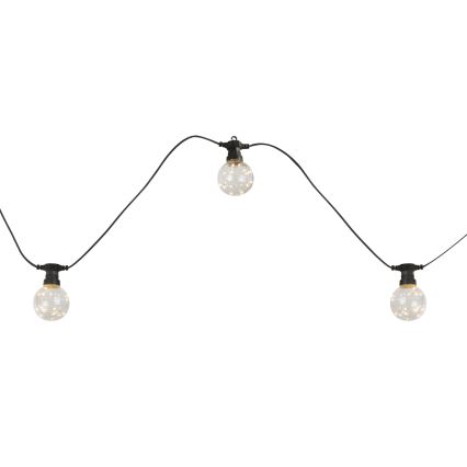 Globo - LED Väli dekoratiivne kett 10xLED/0,27W/230V 7,5 m IP44 must