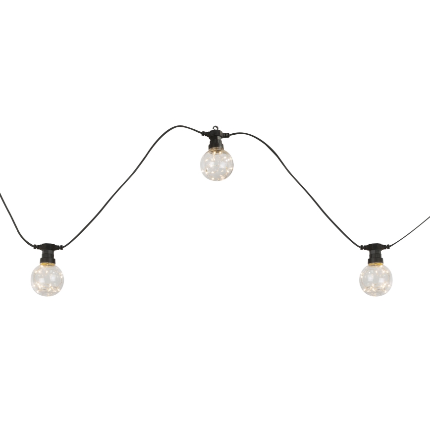 Globo - LED Väli dekoratiivne kett 10xLED/0,27W/230V 7,5 m IP44 must