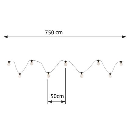 Globo - LED Väli dekoratiivne kett 10xLED/0,27W/230V 7,5 m IP44 must