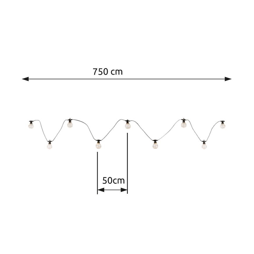 Globo - LED Väli dekoratiivne kett 10xLED/0,27W/230V 7,5 m IP44 must