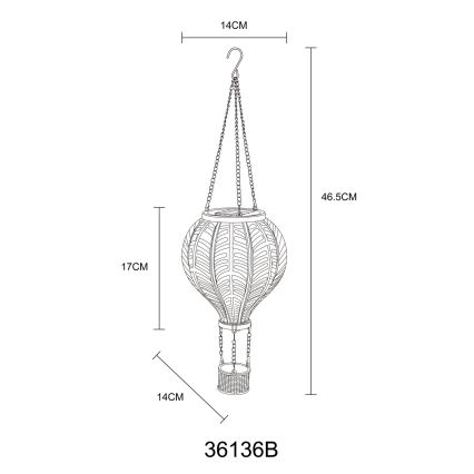 Globo - Rippuv päikesepaneeliga kaunistus 20xLED/0,5W/3V IP44 Lendav õhupall