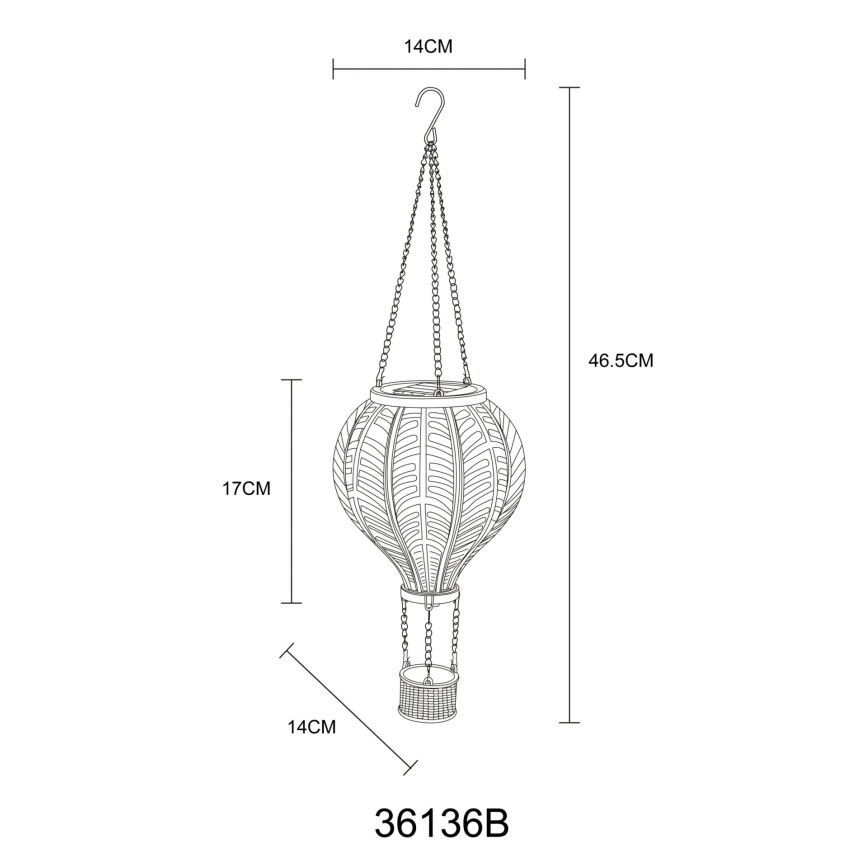 Globo - Rippuv päikesepaneeliga kaunistus 20xLED/0,5W/3V IP44 Lendav õhupall
