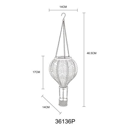 Globo - LED Rippuv päikesepaneeliga kaunistus 20xLED/0,5W/3V IP44 Lendav õhupall