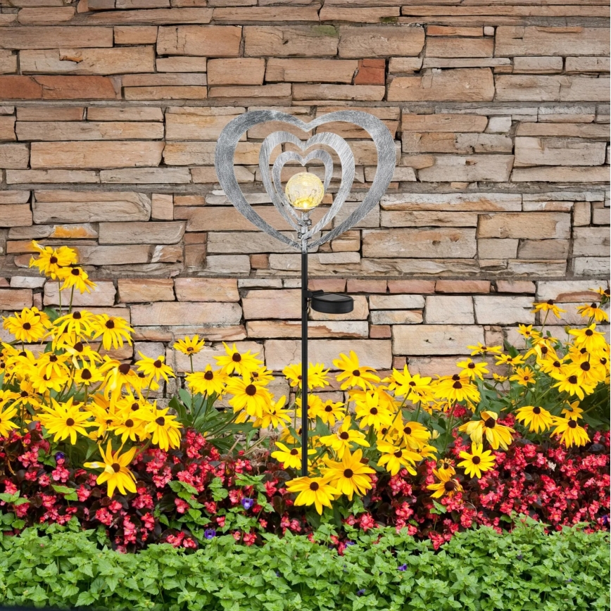 Globo - LED päikesevalgusti LED/3V IP44 300 mAh, hõbedane süda