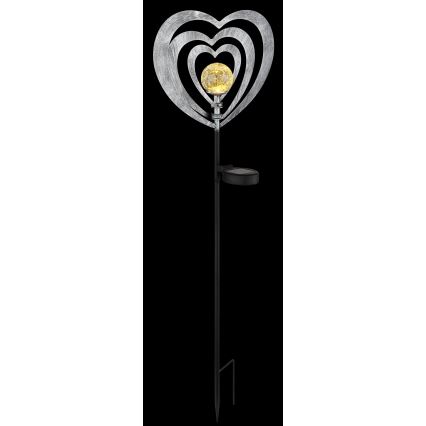 Globo - LED päikesevalgusti LED/3V IP44 300 mAh, hõbedane süda