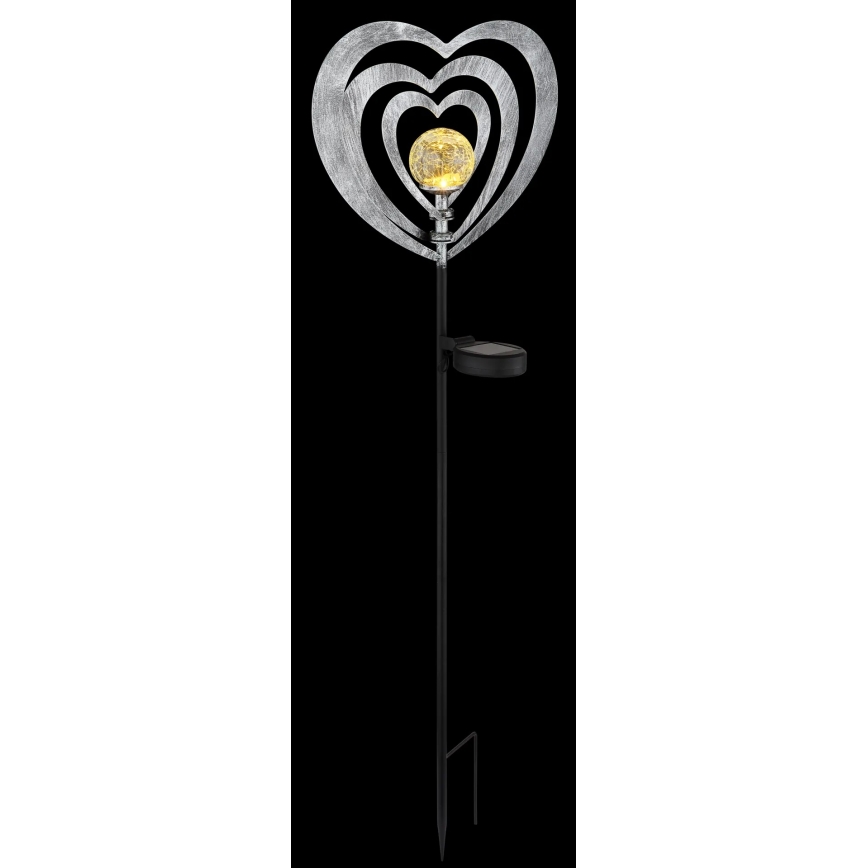 Globo - LED päikesevalgusti LED/3V IP44 300 mAh, hõbedane süda