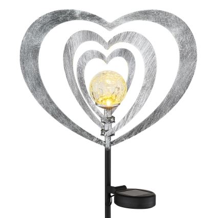 Globo - LED päikesevalgusti LED/3V IP44 300 mAh, hõbedane süda