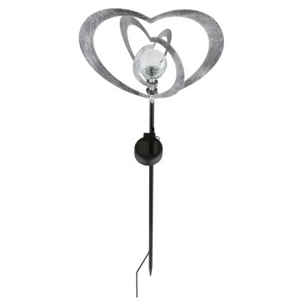 Globo - LED päikesevalgusti LED/3V IP44 300 mAh, hõbedane süda