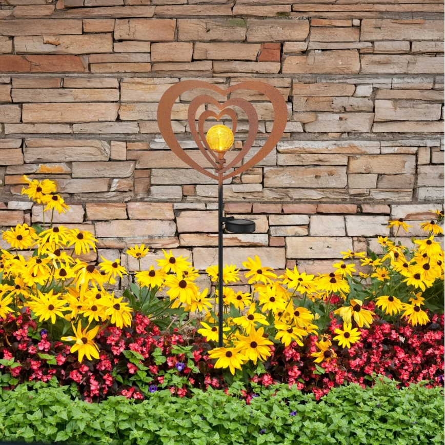 Globo - LED päikesevalgusti LED/3V IP44 300 mAh roostevärvi süda