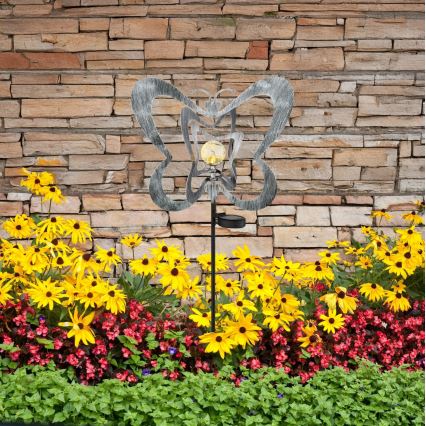 Globo - LED päikeselamp LED/3V IP44 300 mAh hõbedane liblikas