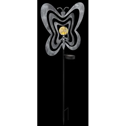 Globo - LED päikeselamp LED/3V IP44 300 mAh hõbedane liblikas