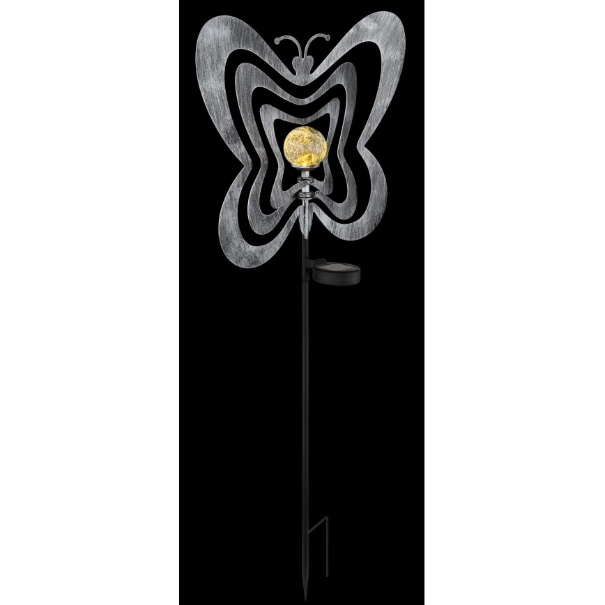 Globo - LED päikeselamp LED/3V IP44 300 mAh hõbedane liblikas