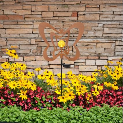 Globo - LED päikesevalgusti LED/3V IP44 300 mAh roostevärvi liblikas