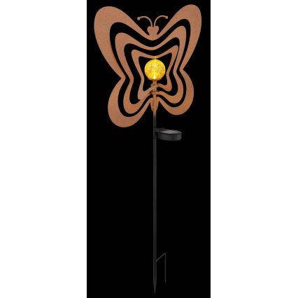 Globo - LED päikesevalgusti LED/3V IP44 300 mAh roostevärvi liblikas