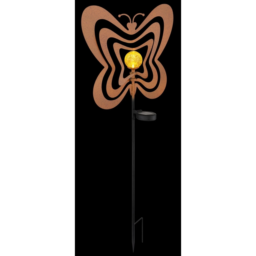 Globo - LED päikesevalgusti LED/3V IP44 300 mAh roostevärvi liblikas