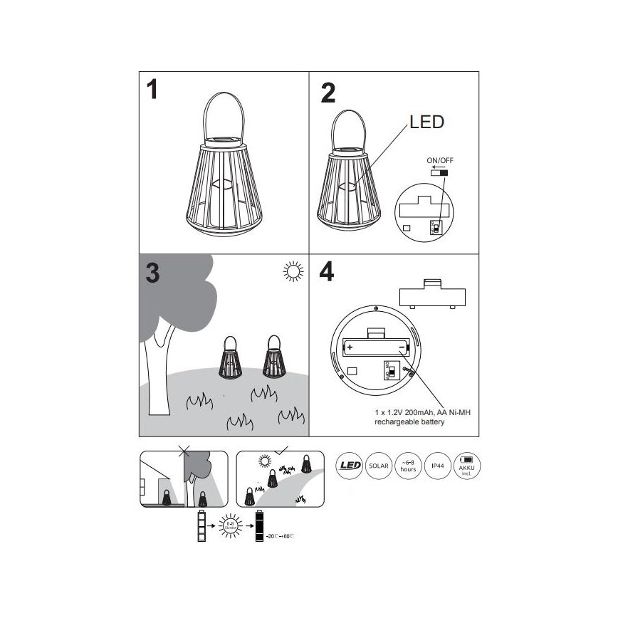 Globo - LED Päikesepaneeliga valgusti LED/0,06W/3V 3200K IP44