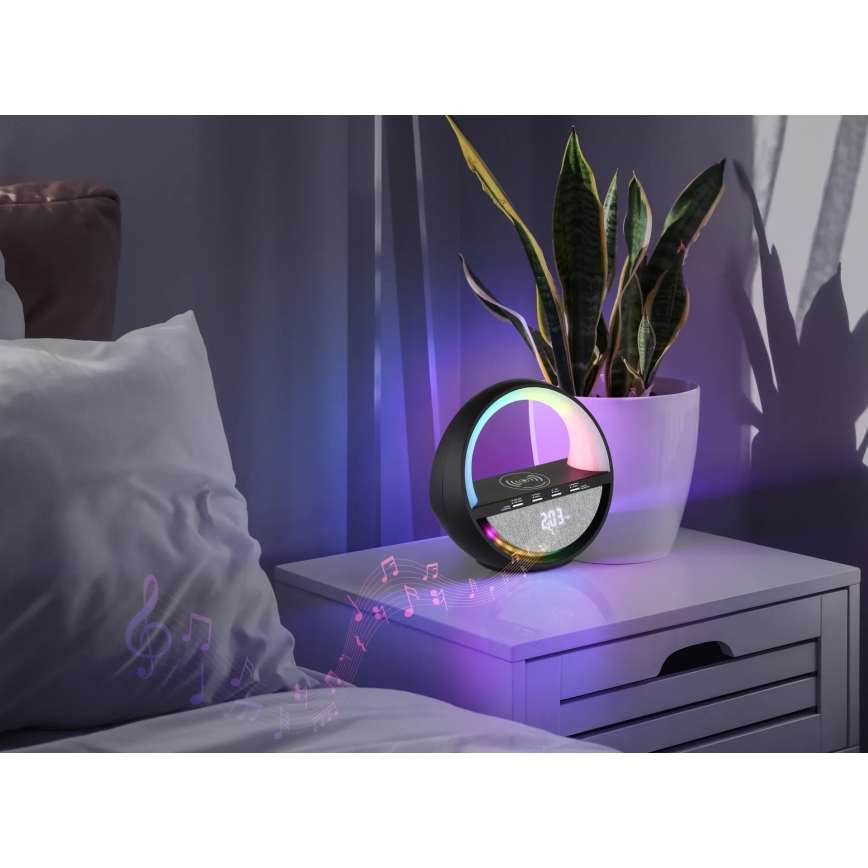 Globo - LED RGBW puutetundlik laetav laualamp kõlariga ja juhtmevaba QI-laadimisega LED/3,5W/5V 1800 mAh