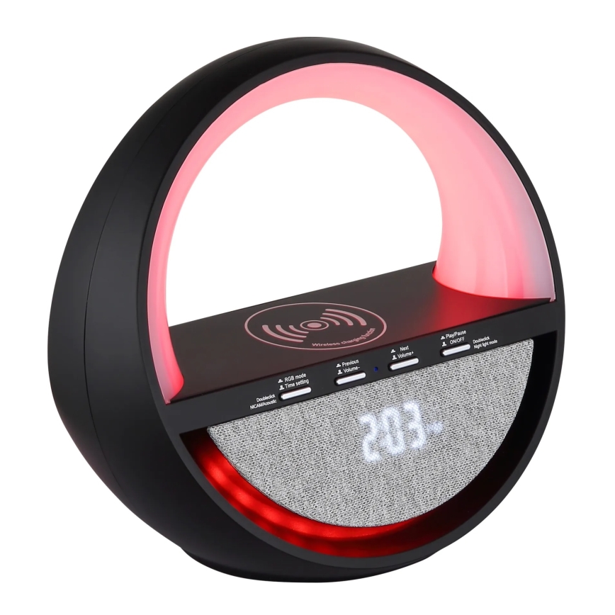 Globo - LED RGBW puutetundlik laetav laualamp kõlariga ja juhtmevaba QI-laadimisega LED/3,5W/5V 1800 mAh