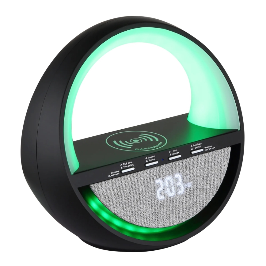 Globo - LED RGBW puutetundlik laetav laualamp kõlariga ja juhtmevaba QI-laadimisega LED/3,5W/5V 1800 mAh