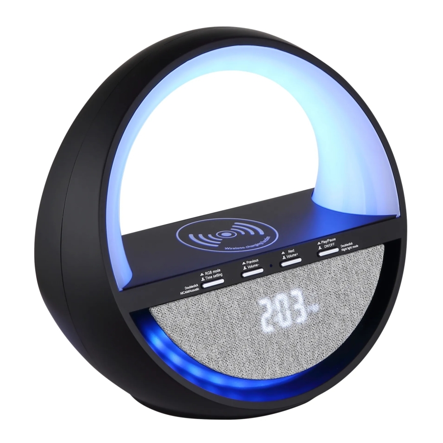 Globo - LED RGBW puutetundlik laetav laualamp kõlariga ja juhtmevaba QI-laadimisega LED/3,5W/5V 1800 mAh