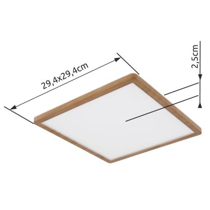 Globo - LED Hämardatav laevalgusti vannituppa LED/18W/230V 29,4x29,4 cm IP44 pruun