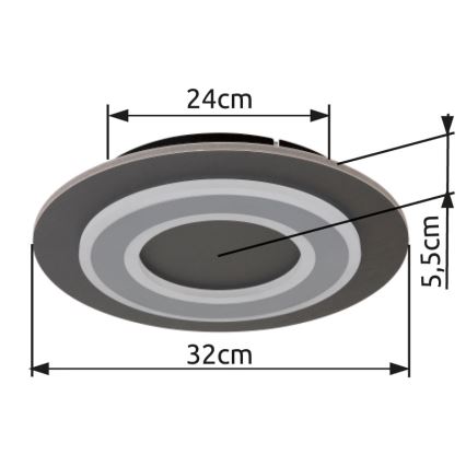 Globo - LED Laevalgusti LED/24W/230V 3000K d. 32 cm antratsiit