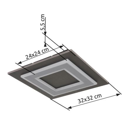 Globo - LED Laevalgusti LED/24W/230V 3000K 32x32 cm antratsiit