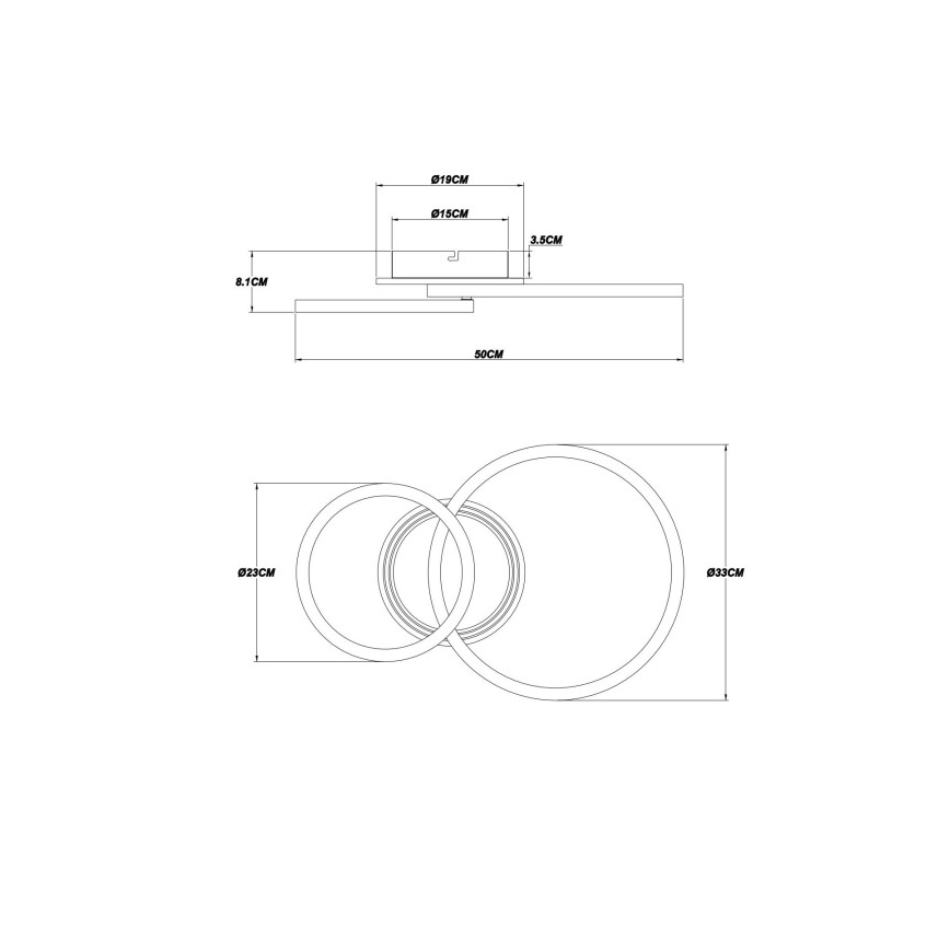 Globo - LED Laevalgusti LED/30W/230V 2700/4500/6500K d. 33x50 cm must