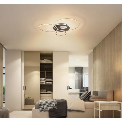 Globo - LED hämardatav laelamp LED/54W/230V 2700-6500K 90x70 cm antratsiit/kuldne + kaugjuhtimispult