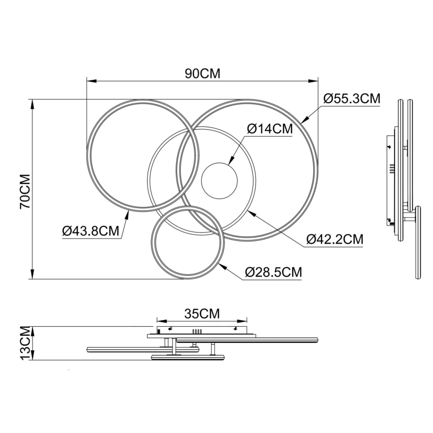 Globo - LED hämardatav laevalgusti LED/54W/230V 2700-6000K 90x70 cm hõbedane + kaugjuhtimispult