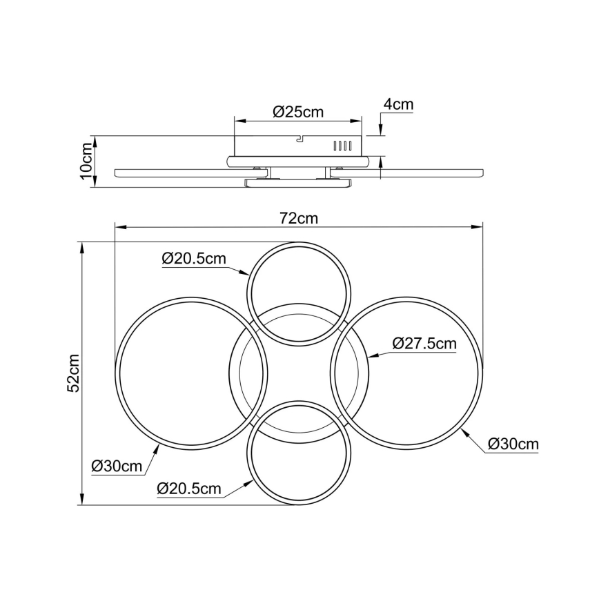 Globo - LED laelamp LED/40W/230V 4000K 72x52 cm must