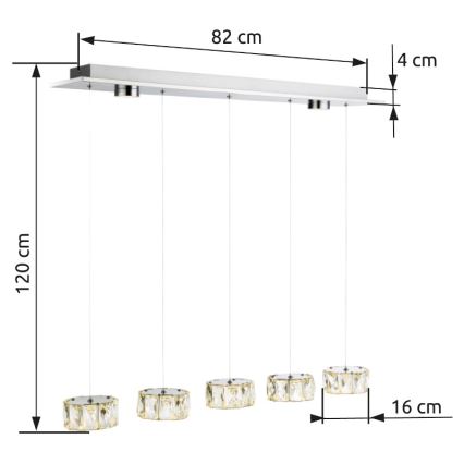 Globo - LED Lühter LED/52W/230V 4000K läikiv kroom/läbipaistev