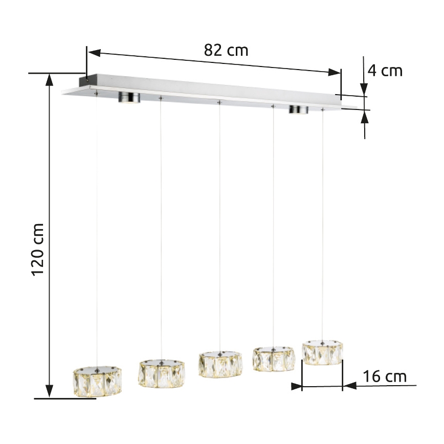 Globo - LED Lühter LED/52W/230V 4000K läikiv kroom/läbipaistev