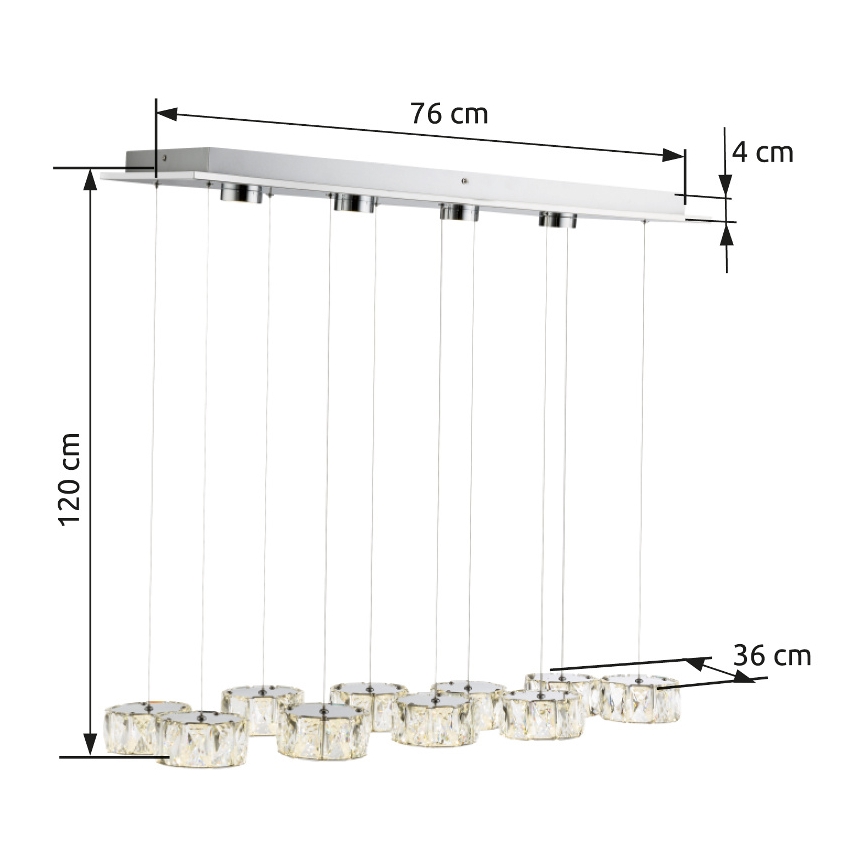 Globo - LED Lühter LED/92W/230V 4000K läikiv kroom/läbipaistev
