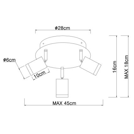 Globo - Kohtvalgusti 3xE27/60W/230V must puit