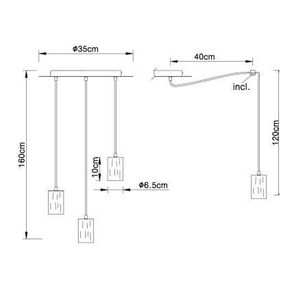 Globo - Lühter 3xE27/60W/230V ämblik