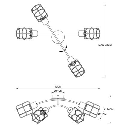 Globo - lakke kinnitatav lühter 4xE27/40W/230V