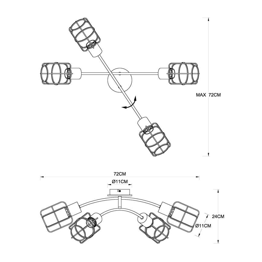 Globo - lakke kinnitatav lühter 4xE27/40W/230V