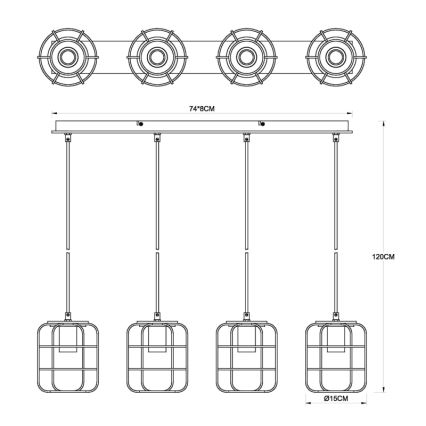 Globo - rippvalgusti kaabliga 4xE27/40W/230V