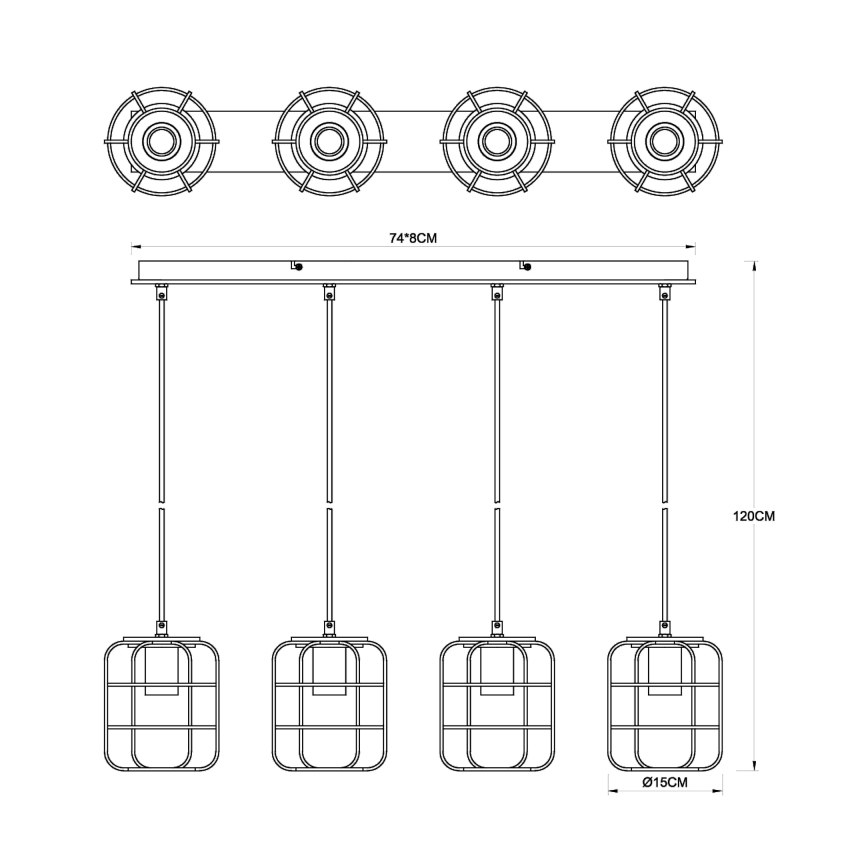 Globo - rippvalgusti kaabliga 4xE27/40W/230V