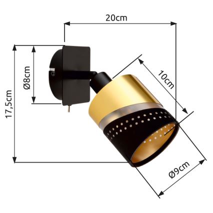 Globo - Kohtvalgusti seinale 1xE14/25W/230V must/kuldne
