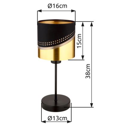 Globo - Laualamp 1xE27/40W/230V d. 16 cm must/kuldne